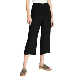 Eileen Fisher Black Crepe Culottes Cropped Pants Size M